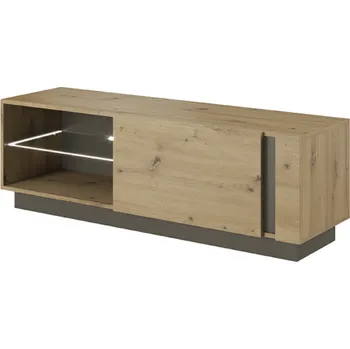 Obývací pokoj TV stolek CITY — 138,1x40x45,5, dub artisan/šedý grafit Kondela