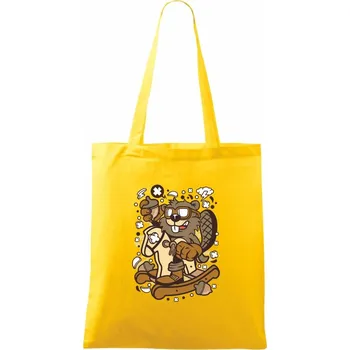 Bobr a houpací kůň - Taška bavlněná - 42 x 38 cm ( Žlutá )