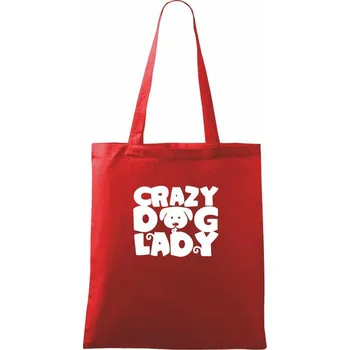 Nákupní taška Crazy dog lady - Taška bavlněná - 42 x 38 cm ( Červená )
