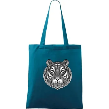 Tygr kreslený - Taška bavlněná - 42 x 38 cm ( Petrolejová )