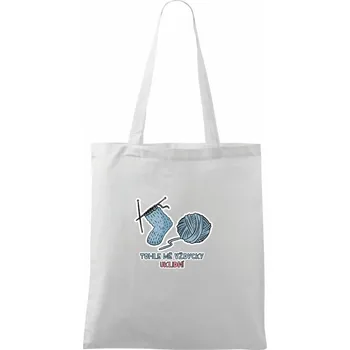 Pletení tohle mě vždycky uklidní - Taška bavlněná - 42 x 38 cm ( Bílá )