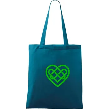 Keltský uzel srdce - Taška bavlněná - 42 x 38 cm ( Petrolejová )