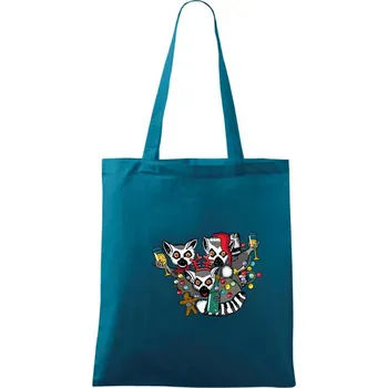 Vánoční Lemurové (Pecka design) - Taška bavlněná - 42 x 38 cm ( Petrolejová )