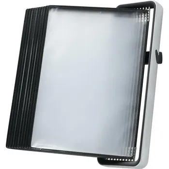 Nástěnný kovový držák Tarifold Veo, 10 rámečků s kapsami A4, stříbrno-černý