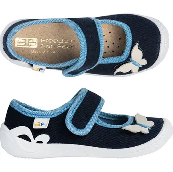 Dívčí bačkory Balerínky bačkůrky 3F Atena 4A3/19 tm.modré s motýlkem velikost: 36