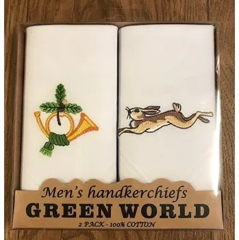 Látkový kapesník Mileta a.s. GERE 111-2-DE 2 ks myslivecký bílá/zelená