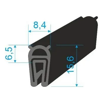 Těsnění do okna a dveří 00547015 U-PIRELI s kovovou výztuží s horním těsněním, 60°Sh, U-EPDM, bříško-EPDM Černá