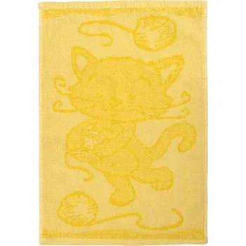 Dětský froté ručník Kočička žlutá 30x50 cm
