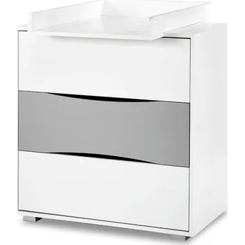 přebalovací pult a komoda Klups Nati komoda s přebalovacím nástavcem bílá/šedá