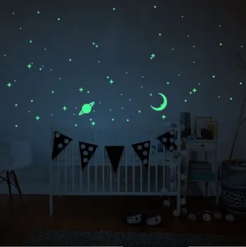 Samolepící dekorace Ambiance Svítící samolepky na zeď Moon and Planets