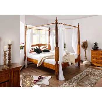 Postel CAMBRIDGE HONEY postel s baldachýnem 140x200 cm, akácie