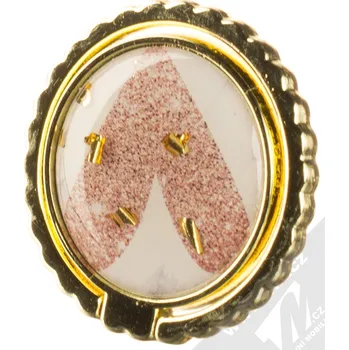 1Mcz Ring Srdce držák na prst bílo růžový