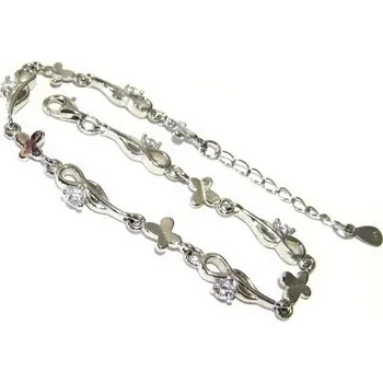 Šperk Luxusní stříbrný náramek s čirými zirkony 5,10g Rhodium 16+3cm Stříbro 925/1000