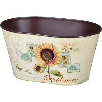Obal na květináč Set obalů na květník SLUNEČNICE plechový 16,19,22cm 3ks
