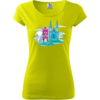Praha v mlze - Dámské triko Pure - XL ( Limetková )
