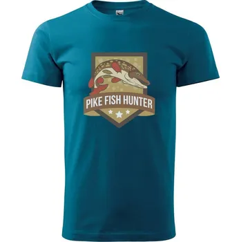 Pánské tričko Štika Pike fish hunter - Klasické pánské triko vyšší gramáže - S ( Petrolejová )