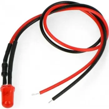 Elektronická součástka LED dioda s rezistorem na vodiči - Červená, 5 mm 5 - 9V