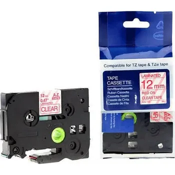 Pásek do tiskárny Páska Brother TZ-132/TZe-132 12 mm x 8 m červený tisk/průhledný podklad kompatibilní