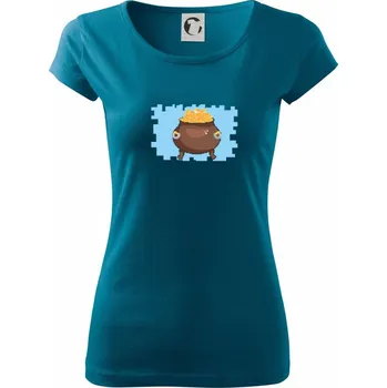 Dámské tričko Gamer - stará hra - hrnec zlata - Dámské triko Pure - M ( Petrolejová )