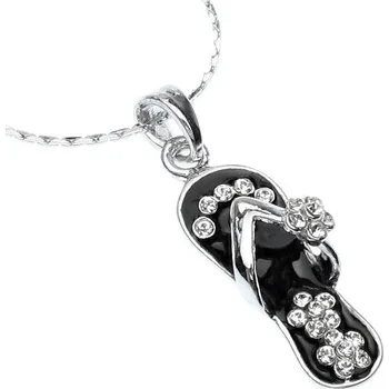 Náhrdelník Náhrdelník Pantoflíček Swarovski Rhodium - Černý