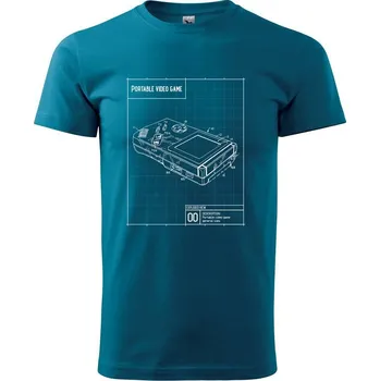 Nákres kapesní videohra - Klasické pánské triko vyšší gramáže - S ( Petrolejová )