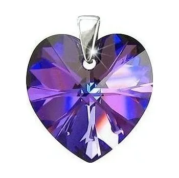 Přívěsek Stříbrný přívěsek SRDCE Swarovski 14mm Heliotrope Stříbro 925/1000