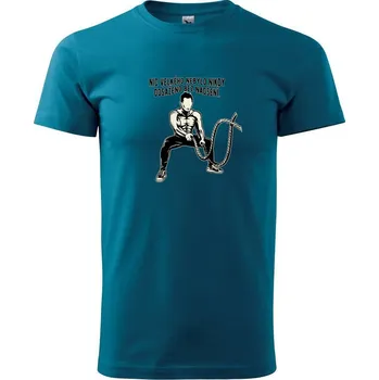 Posilování s nadšením - Klasické pánské triko vyšší gramáže - M ( Petrolejová )