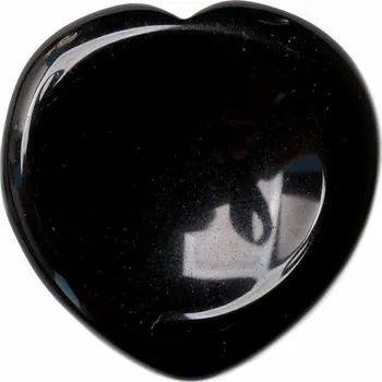 Masážní kámen Obsidián černý masážní hmatka srdce cca 4 cm