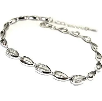 Náramek Luxusní stříbrný náramek s čirými zirkony 5g Rhodium 16,5+3cm Stříbro 925/1000