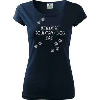 Dámské tričko Bernese Mountain Dog dad (Bernský salašnický pes) (Reflexní tlapky) - Dámské triko Pure - S ( Námořní modrá (velmi tmavá - téměř černá) )