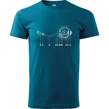 Nákres rameno gramofonu - Klasické pánské triko vyšší gramáže - XS ( Petrolejová )