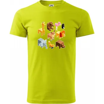 Pánské tričko 3D zvířátka - Klasické pánské triko vyšší gramáže - XL ( Limetková )