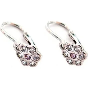 Náušnice Zlaté dětské náušnice Květinka se zirkony 0,95g bílé zlato - přední zapínání Zlato 14k(585/1000)