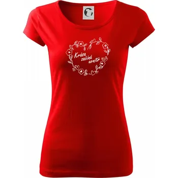 Dámské tričko Krása začíná uvnitř - Dámské triko Pure - XL ( Červená )