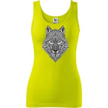 Dámské tričko Vlk kreslený - Dámské tílko - M ( Limetková )