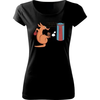 Dámské tričko Boxující klokan - Dámské triko Pure - S ( Černá )