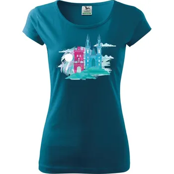 Praha v mlze - Dámské triko Pure - XL ( Petrolejová )