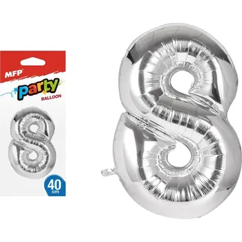 Balónek Balónek č. 8 nafukovací fóliový 40 cm - stříbrný