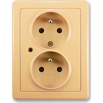 vypínač a zásuvka Dvojnásobná zásuvka ABB Swing 5592G-C02349 D1 s ochrannými kolíky, přepěťovou ochranou béžová (ABB 5592G-C02349 D1)
