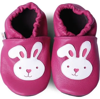 Capáčky AFELO Kožené capáčky - ZAJÍČEK na malinové Velikost: 2-3 roky