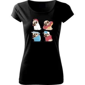 Dámské tričko Mops v převleku - Dámské triko Pure - XS ( Černá )