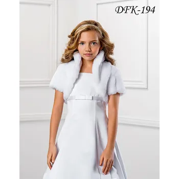 Dívčí šaty Dětský svatební kožíšek s krátkým rukávem DFK-194 Barva: bílá, Vybraná velikost: velikost 158