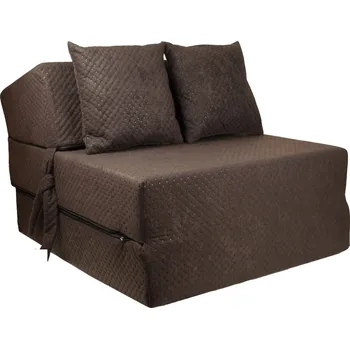 Křeslo MAXMAX Rozkládací molitanové křeslo (matrace) - prošívané hnědé