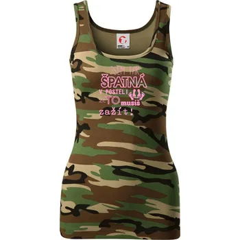 Dámské tričko Jsem tak špatný v posteli - jsem tak špatná v posteli - Dámské Maskáčové tílko - M ( Hnědý maskáč )