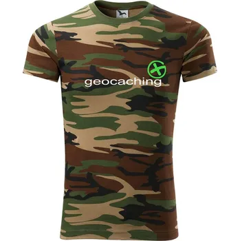 Pánské tričko Geocaching nápis - Army CAMOUFLAGE - 3XL ( Hnědý maskáč )