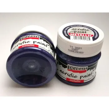 Speciální výtvarná barva Akrylové metalické barvy - 50ml, výběr barev - PentArt metalické: stříbrno-fialová