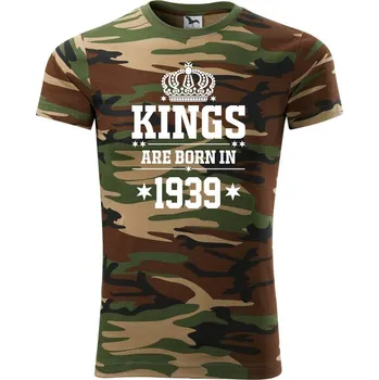 Pánské tričko Kings are born in 1939 - Army CAMOUFLAGE - M ( Hnědý maskáč )