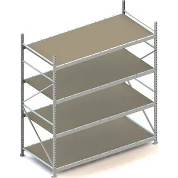 Dílenský regál Regál zásuvný MINI-RACK, V: 2500 mm, 4 police 2200 x 1050 mm z dřevotřísky, nosnost 600 kg, základní