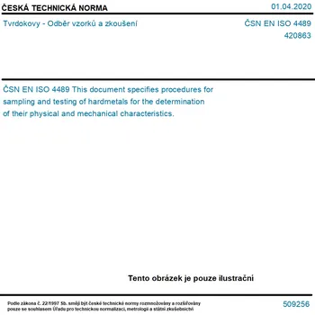 ČSN EN ISO 4489 - Tvrdokovy - Odběr vzorků a zkoušení - Tisk