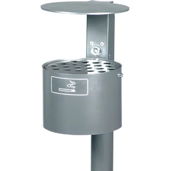 Popelník Popelník s ochranným víkem ze žárově zinkovaného ocelového plechu, objem 4 litry, kulatý, antracit